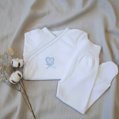 Ensemble body pantalon coeur bleu