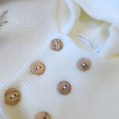 Manteau à capuche à bouton bois perle